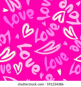 love repeated backdrop. romantic seamless pattern with hearts on pink background