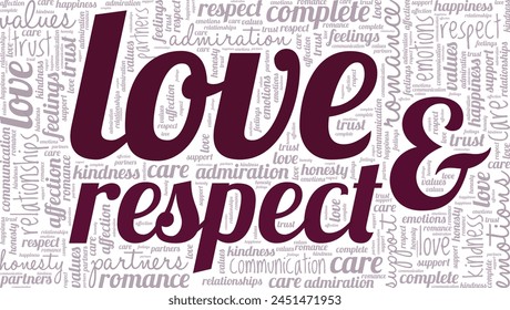 Love and Respect word cloud conceptual design isolated on white background.