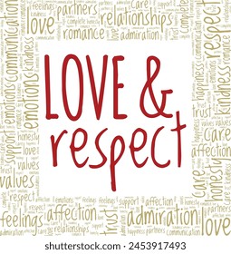 Love and Respect word cloud conceptual design isolated on white background.