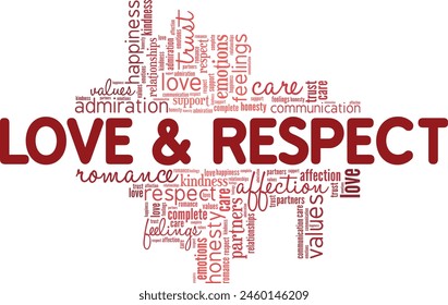 Love and Respect word cloud conceptual design isolated on white background.