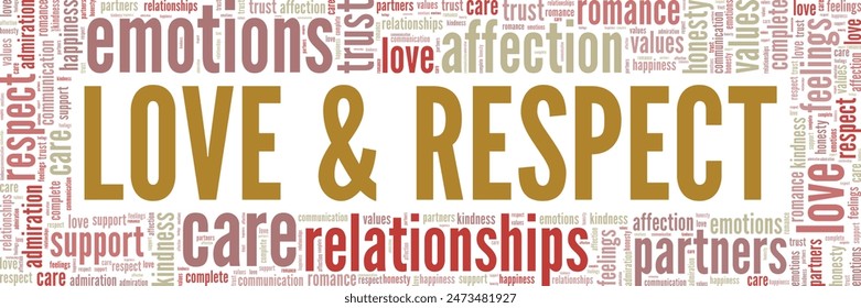 Love and Respect word cloud conceptual design isolated on white background.