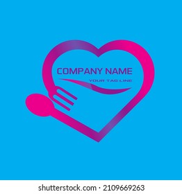 Love restaurant fork and spoon logo icon