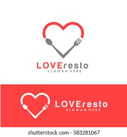 Love Resto Logo vector with Spoon and Fork Shape