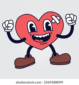 Love retro cartoon doodle characters isolated vector