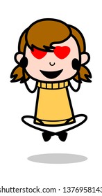 Love - Retro Cartoon Girl Teen Vector Illustration