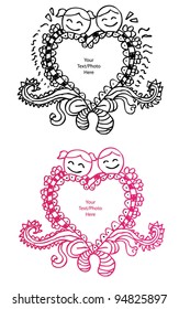 love retro frame template illustration doodle for couple