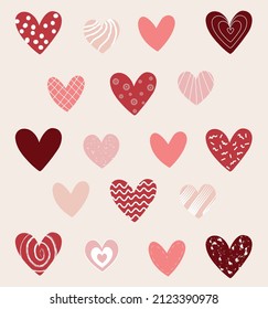Love. Retro hearts. Hearts pattern background. Valentine's day craft decorations	