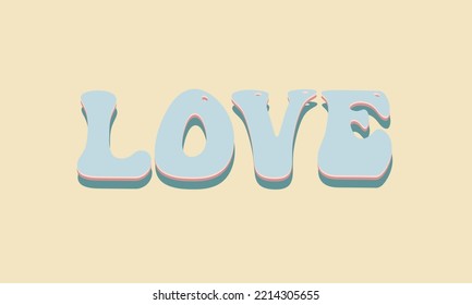 Love retro letters rainbow boho colorful vector design 