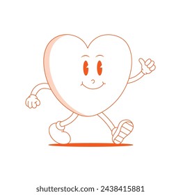 Love Retro Mascot. Funny cartoon character of love