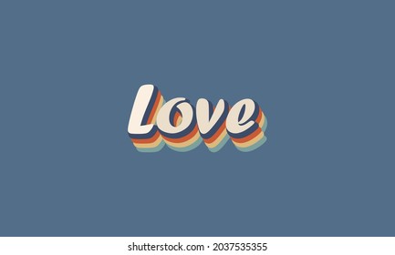 Love retro typography vector design template .