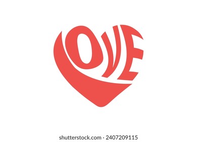 Love Retro Valentine Day Typography  Heart T shirt Design