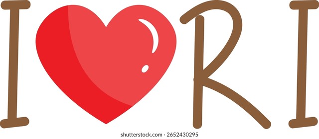 I Love Rhode Island Design with Heart Flat Illustration