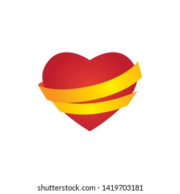 Love with ribbon vector illustration, isolated background