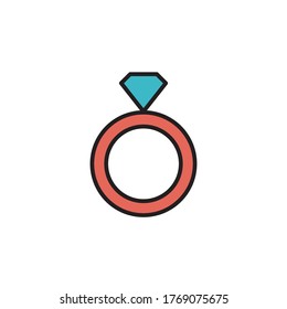 love ring icon filled outline vector illustration full color. isolated on white background
