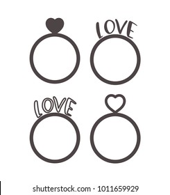 Love rings icons set. Vector illustration for Valentine`s Day on white background. EPS10