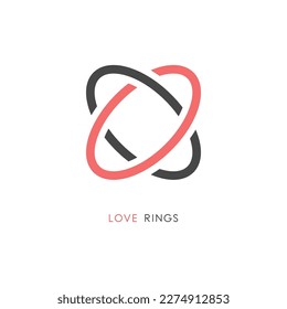 Love rings logo - wedding bands and heart symbol