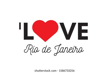 I love Rio de Janeiro city. Message stamp with red heart. Vector illustration for print and banners.