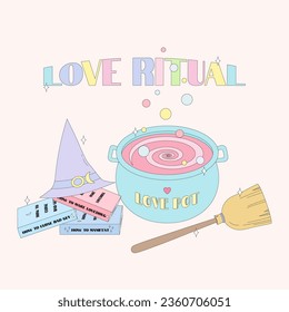 love ritual for halloween, vector illustration