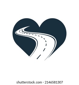 Love road vector logo design. Creative road journey logo design.