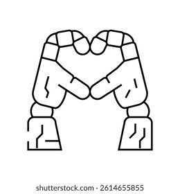 love robot hand gesture line icon vector. love robot hand gesture sign. isolated contour symbol black illustration