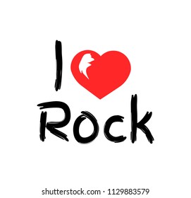 I love rock music monochrome emblem in line style with heart. Adornment of musical style with electric guitars. Rockers badge icon vector illustration