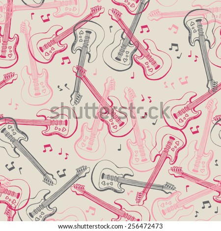 Love Rock Roll Seamless Repeat Wallpaper Stock Vector Royalty Free