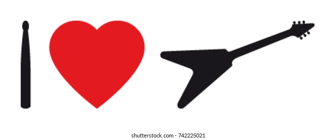 I love rock and roll vector icon