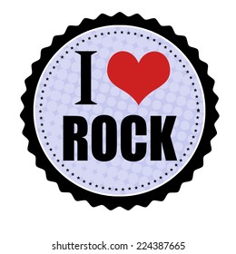 I love rock sticker or stamp on white background, vector illustration