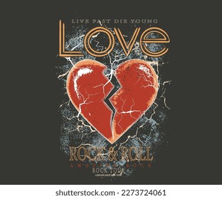  Love rock tour artwork  Heart rock   roll vector design for t  shirt  Music poster 