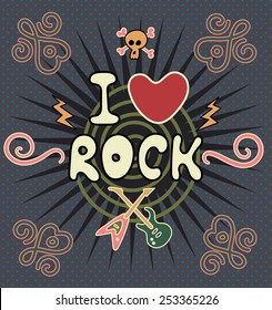 I Love Rock. Vector illustration