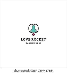 Love Rocket Logo Vorlage Design in Vektorillustration Illustration 