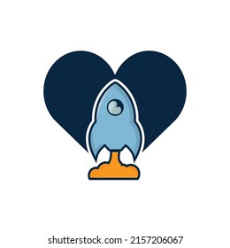 Love Rocket Vector Logo Design. Start up Rocket Space Ship Abstract Vector Logo.