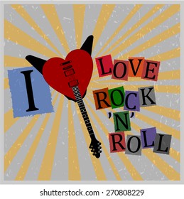 I love Rock'n'roll vector poster