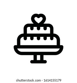 love and romance cake related to valentine day vector in lineal style