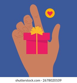 Concepto de amor y romance con corazones de parejas, regalos e ilustraciones de comunicación digital