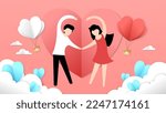 Love and romance couple vector, valentine postcard, banner.