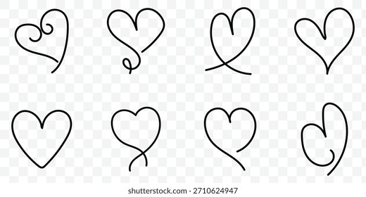 Amor e romance rabisca design vetorial. Coleção de ícones desenhados à mão. Várias mãos desenhadas ícone do coração coleção de amor. eps 10