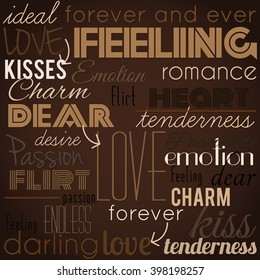Love, romance, feeling - retro pattern. Vector art.