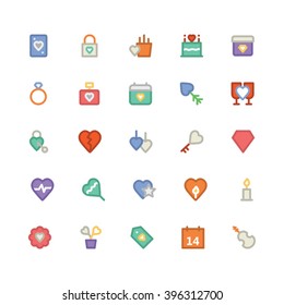 Love & Romance flat bold Vector Icons 
