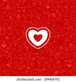 love, romance and hearts doodles, vector background
