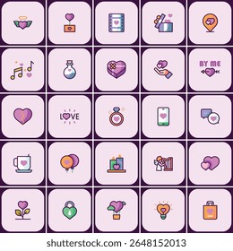 Colección de iconos de amor y romance: diseño de Vector para proyectos de San Valentín