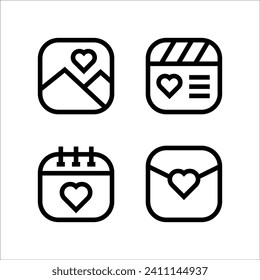Love and romance icon concept. Line icon collection. Set of line icon concept related love and romance. Vector illustration