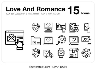 Love And Romance icon set collection. Pixel perfect icon.