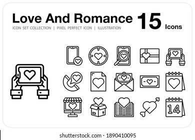 Love And Romance icon set collection. Pixel perfect icon.