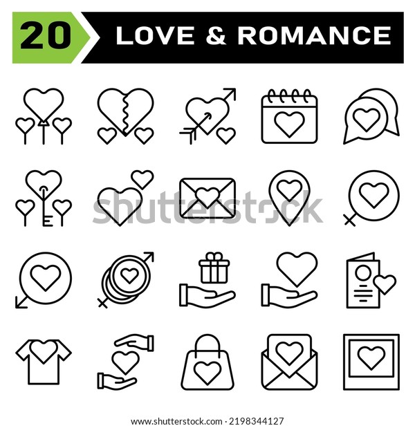 Love Romance Icon Set Include Balloon Stock Vector Royalty Free 2198344127 Shutterstock 2613