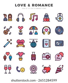 pacote de ícones de amor e romance