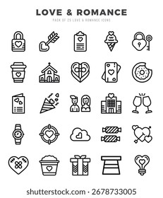 Love and Romance icons set. Vector illustration.