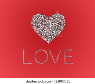 Love, romance illustration with diamonds. Vector art.