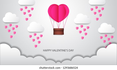 Love romance illustration for valentine's day event. Banner event greeting card template. beautiful Hearth shape