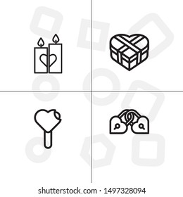 Love and romance lineal icon set